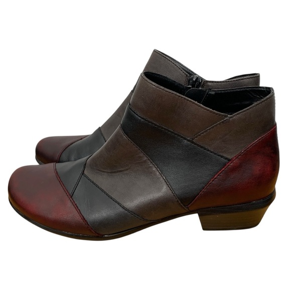Remonte Ankle Booties Boots Womens 39 Brown Red Black Colourblock Leather Fall - Picture 5 of 12